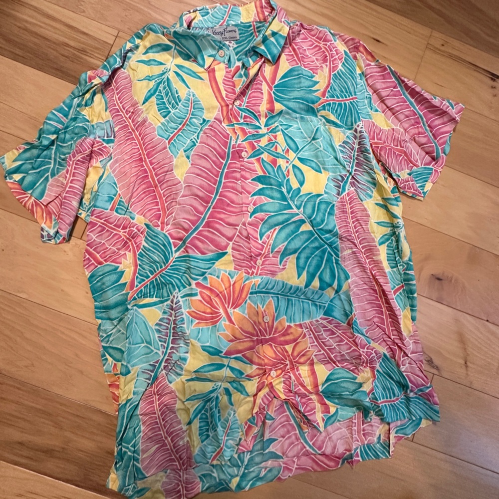 Kenny Flowers Tropical Leaf Pattern Shirt